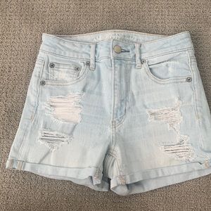 Distressed Light Jean Shorts